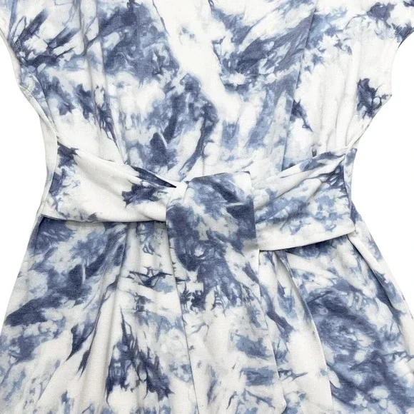 New Directions |‎ Blue Tie Dye T-Shirt Dress Casual Short Sleeve Belted | Medium - Picture 4 of 8